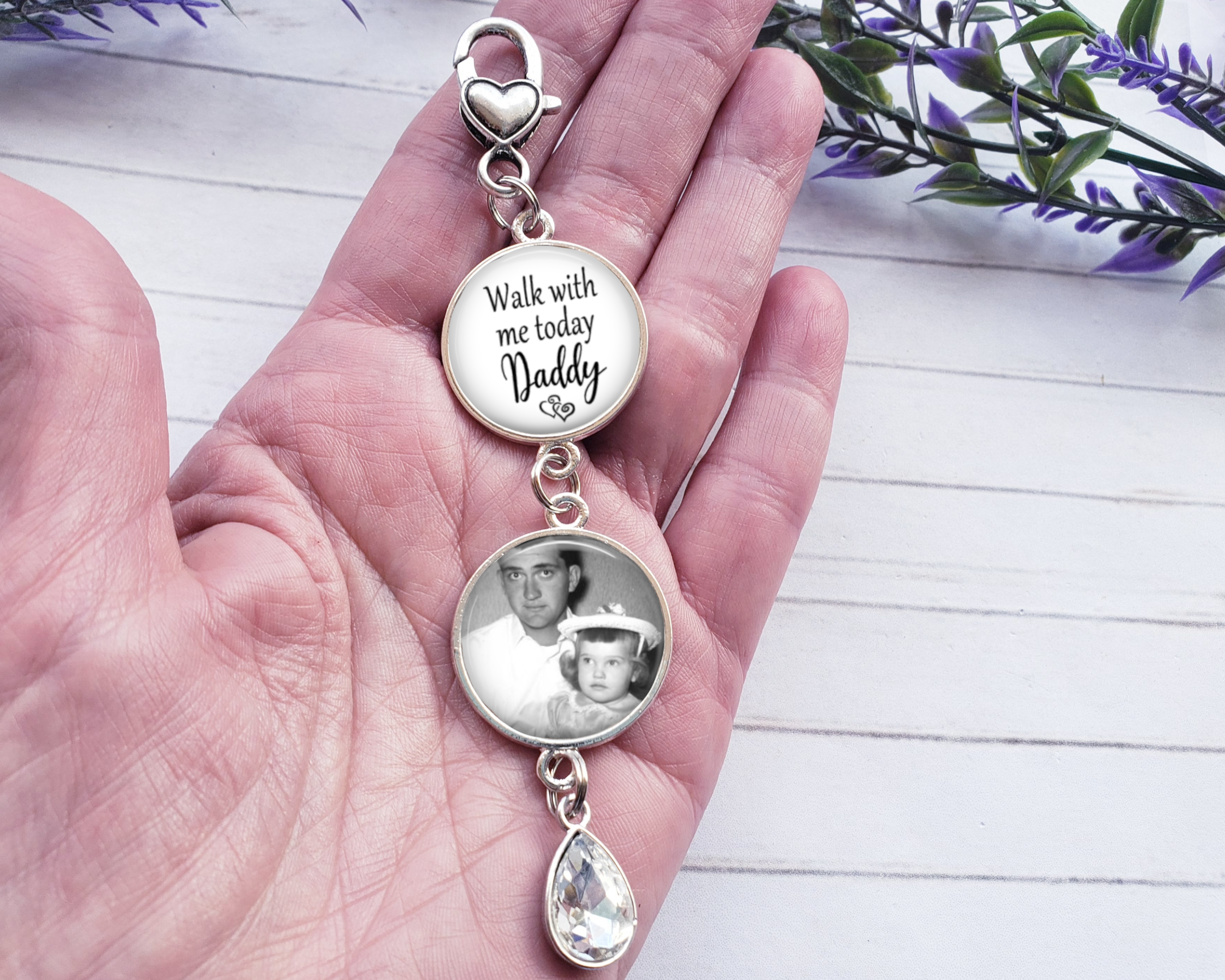 Single Wedding Bridal Memorial Photo Charms Double or Triple Walk with me 